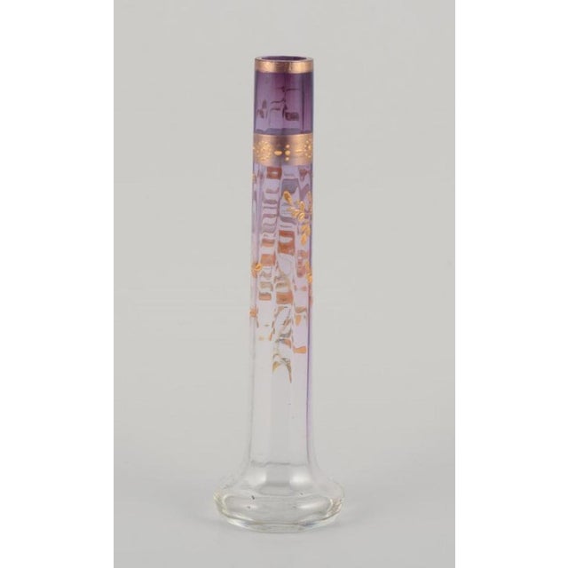 Bohemia Art Glass Vase with Tall and Narrow-Neck by Moser Karlsbad, 1920s For Sale - Image 6 of 10