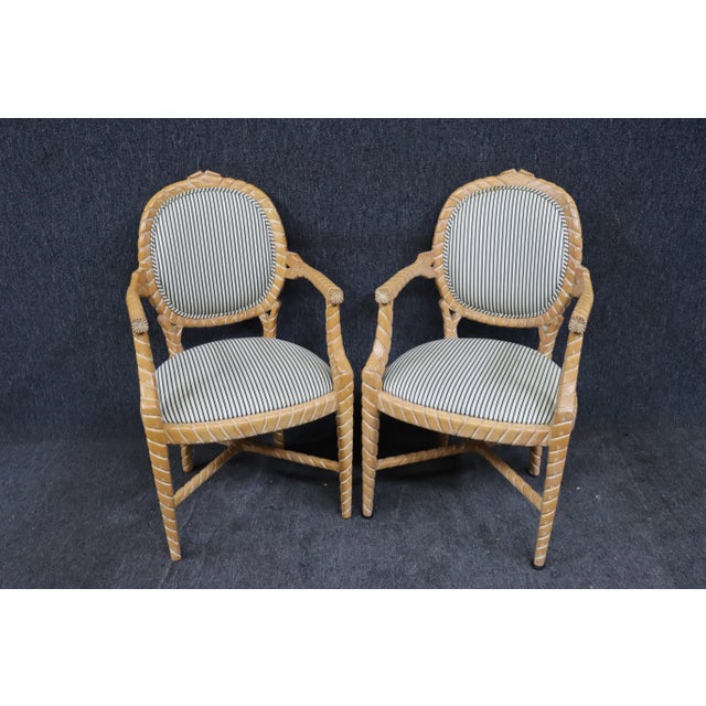 Set/6 Carved Rope & Cane Back Dining Chairs For Sale - Image 9 of 12