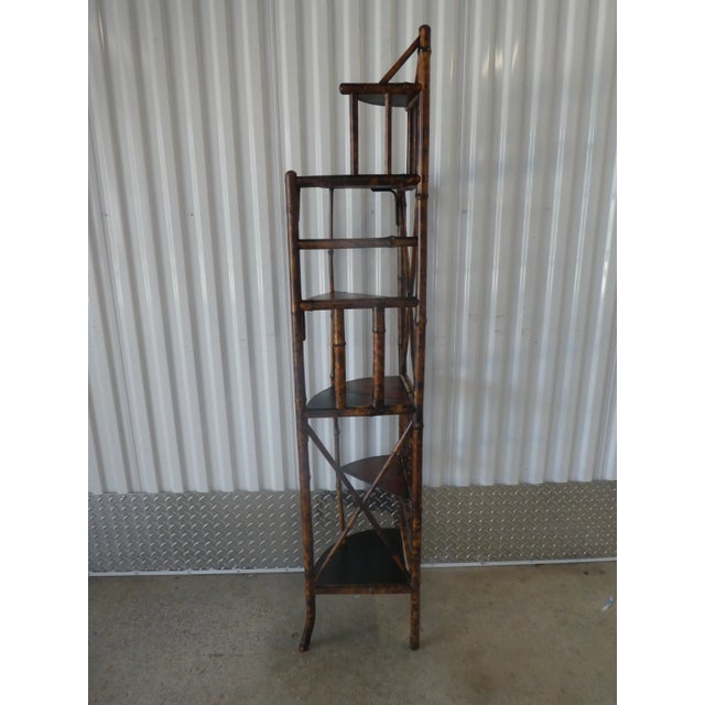 19th Century Victorian Bamboo Corner Etagere For Sale - Image 4 of 9