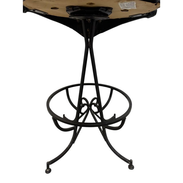 Metal Mid-Century Modern Gothic Style Swivel Bar Stools - Set of 3 For Sale - Image 7 of 8
