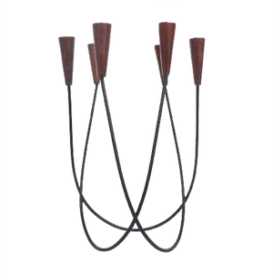 Danish String and Teak Sculptural Candleholder, 1960s