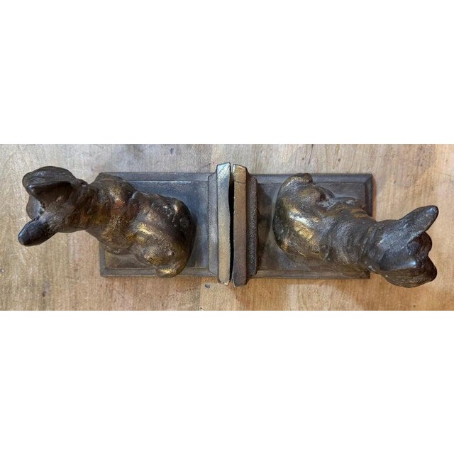 1940s Scottie Bookends in Brass & Iron For Sale - Image 4 of 7