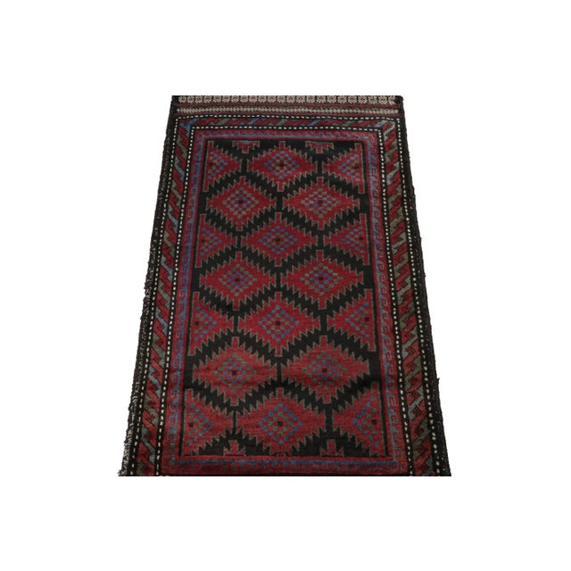 2010s Rug & Kilim’s Baluch Tribal Rug in Black With Red and Teal Geometric Patterns For Sale - Image 5 of 8