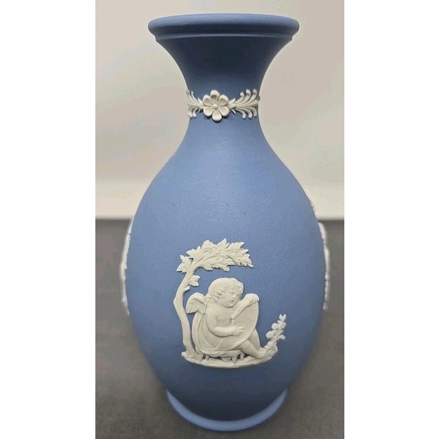 Wedgwood Vintage Wedgwood Blue Jasperware Bud Vases-Set of 2 For Sale - Image 4 of 8
