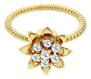 Tall Diamond Tulip Ring 14k Yellow Gold, Size 8