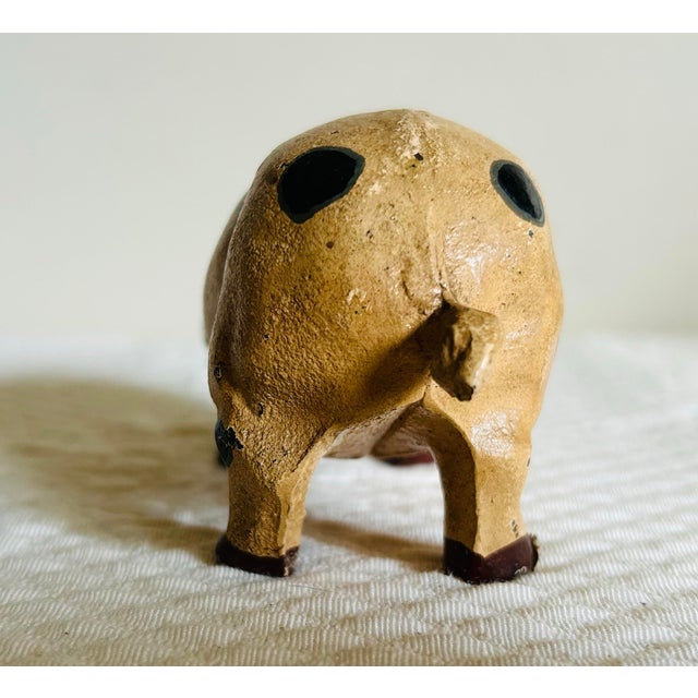 Antique Hand Painted Cast Iron Pig Figurine For Sale - Image 9 of 11