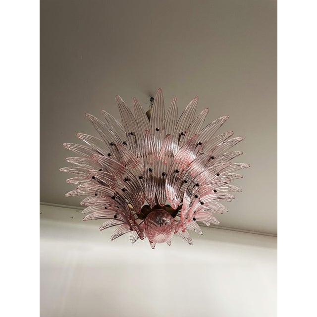 Murano Chandelier with Pink Palmette Glasses, 1990s For Sale - Image 17 of 18
