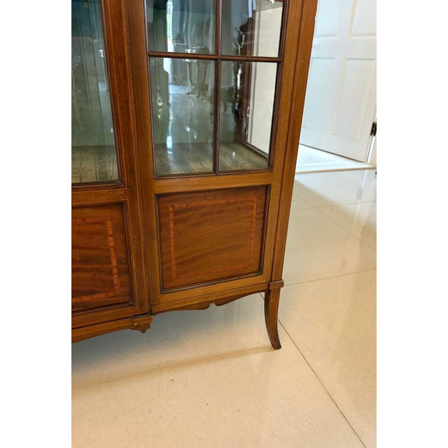 Brown Antique Edwardian Inlaid Mahogany Display Cabinet, 1900s For Sale - Image 8 of 13
