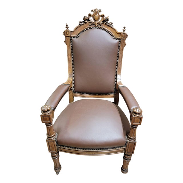 Late 19th Century A Victorian Leather Armchair For Sale