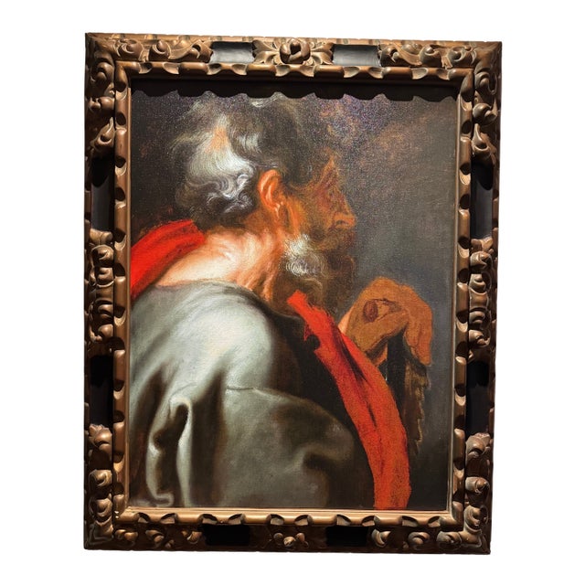 Anthony Van Dyck "The Apostle Peter" Giclée in 19th Century Spanish Carved Frame For Sale