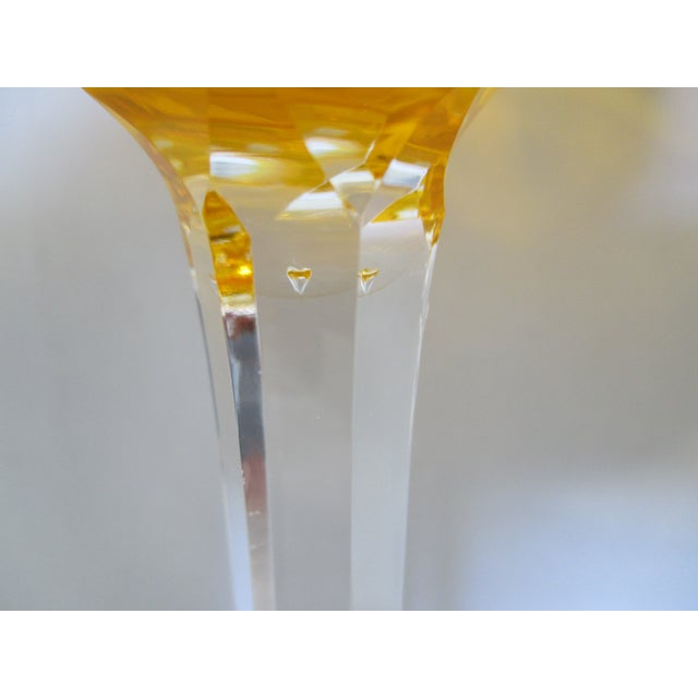 Early 20th Century Bohemian Canary Yellow Cased Cut to Clear Vintage Wine Glasses - a Pair For Sale - Image 5 of 13
