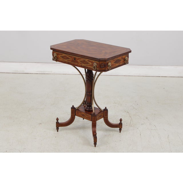 Traditional Theodore Alexander Regency Style Mahogany Inlaid Table For Sale - Image 3 of 18