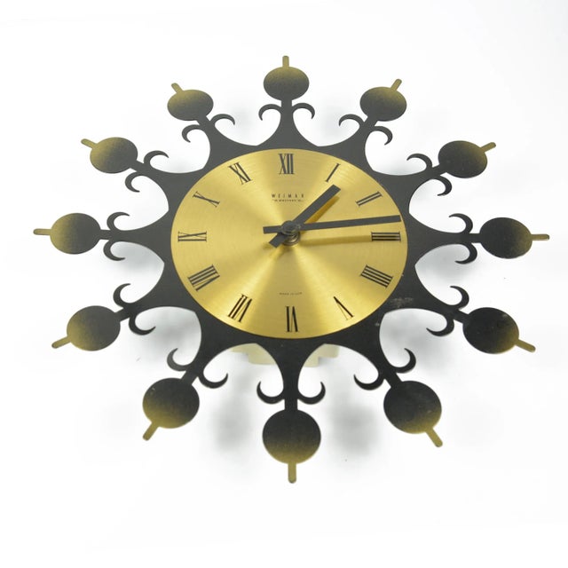 1970s Mid-Century Modern Hanging Clock, Sun Type, Weimar, Germany For Sale - Image 10 of 12