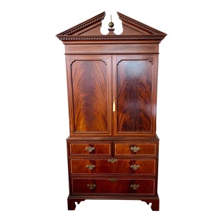Federal Style Mahogany Armoire Wardrobe Cabinet For Sale