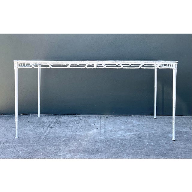 Vintage Brown Jordan “Calcutta” Metal Patio Dining Table With Glass Top For Sale - Image 10 of 12