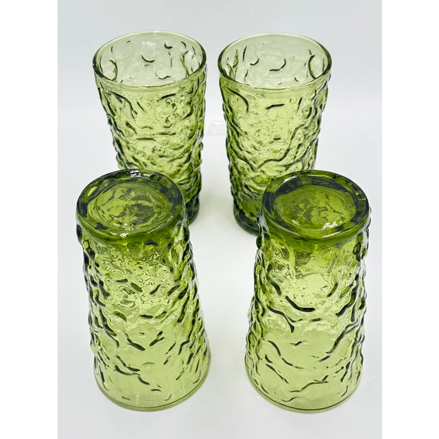Glass Vintage Anchor Hocking "Milano" or "Lido" Green Glass 12oz Tumblers For Sale - Image 7 of 7