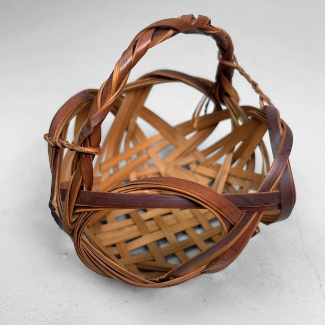 Beige Japanese Hanakago Bamboo Ikebana Basket, 1950s For Sale - Image 8 of 13