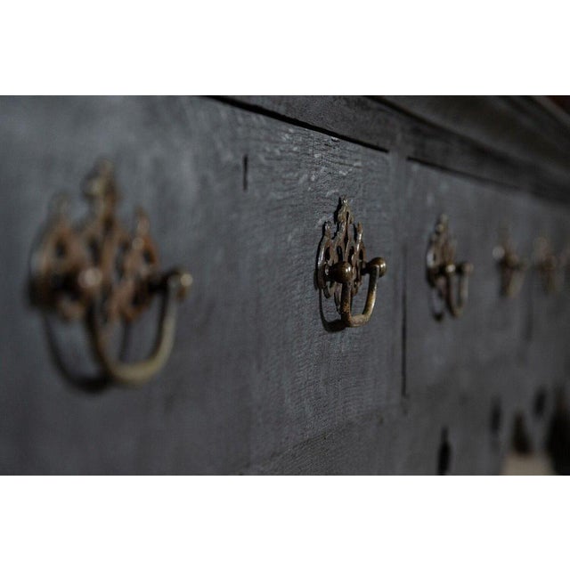 Large English Grain Ebonised Oak Dresser Base, 1870s For Sale - Image 14 of 17