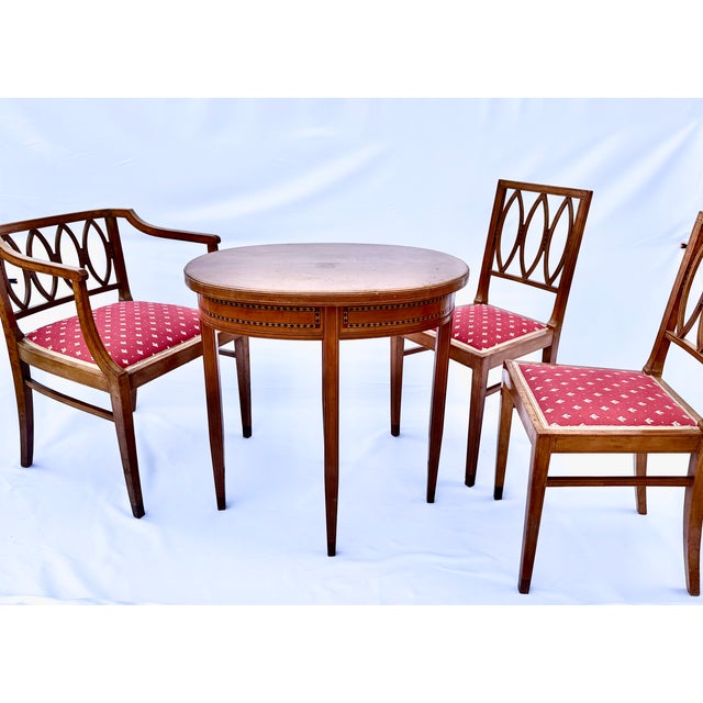 Brown Oval Inlaid Side Table attributed to Bruno Paul, Germany, 1910-1920 For Sale - Image 8 of 11