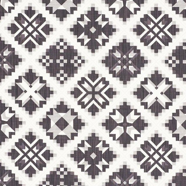 Sample - Schumacher Tristan Patchwork Fabric in Charcoal For Sale