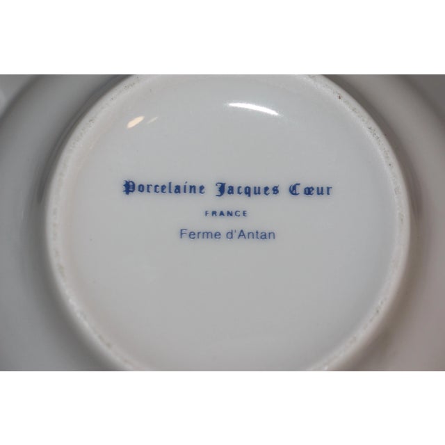 French Blue & White Porcelain Breakfast Service in the “Ferme D’Antan” Pattern by Jacques Coeur France – 24 Pieces For Sale - Image 11 of 12