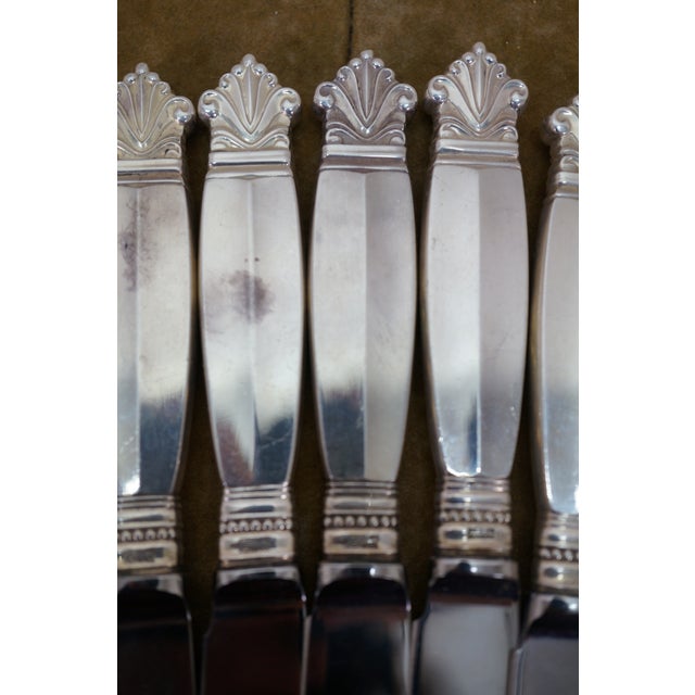 Antique Danish Georg Jensen Acanthus Dronning Sterling Silver Knives 6.5" - 9pcs For Sale - Image 9 of 10