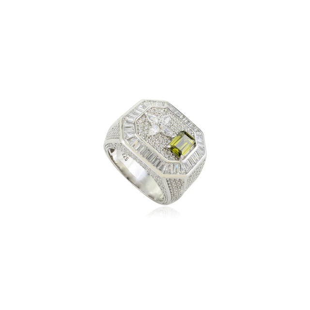 Boho Chic Men's Cadillac Bling Ring in 925 Sterling Silver Sparkling Zircons by Carat&her Size 6 For Sale - Image 3 of 12