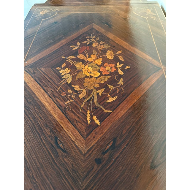 Late 19th Century Italian Classic Walnut Marquetry Desk Writing Table With Two Leafs For Sale - Image 11 of 12