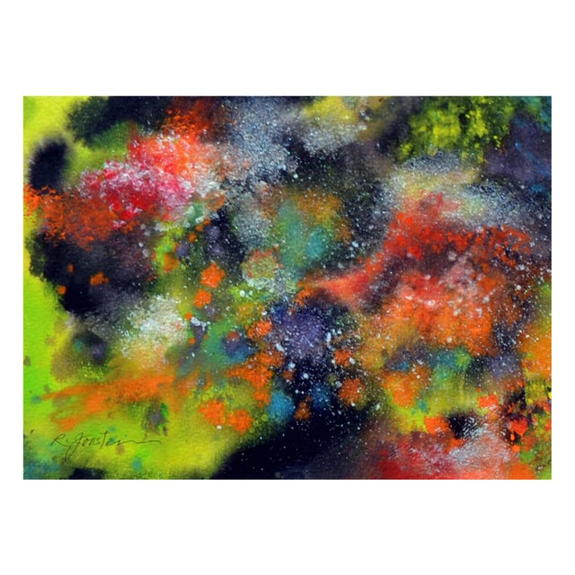 Wonderful vintage space abstract by Santa Cruz, California artist Ralph Edward Joosten (American, 1928-2009). Presented in...