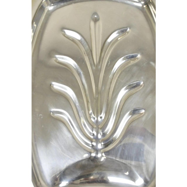 Vintage Regency Style Silver Plated 18" Footed Meat Tray Cutlery Serving Platter For Sale - Image 4 of 8