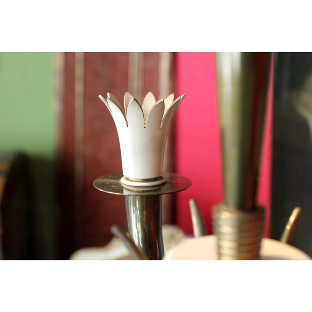 Art Deco Italian Brass 6-Lights Chandelier attributed to Gio Ponti for Lanci, 1930s For Sale - Image 12 of 14