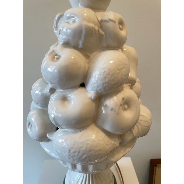 Vintage Italian Blanc De Chine Fruit Topiary Porcelain Table Lamp For Sale In Chicago - Image 6 of 11