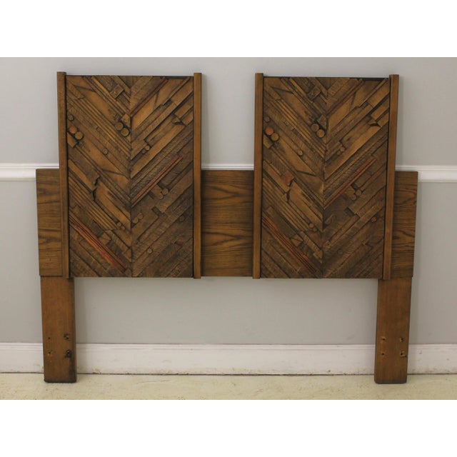 Wood Lane MidCentury Modern Brutalist Queen or Full Bed Headboard For Sale - Image 7 of 7