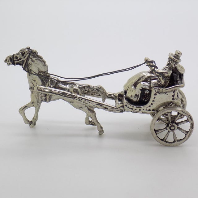 Vintage Italian Handmade Sterling Silver 925 Just Married Carriage with Horse Figurine, 1970s For Sale - Image 6 of 13