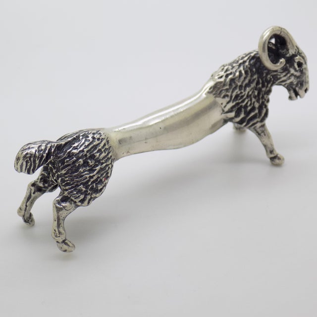 Vintage Italian Handmade Genuine Sterling Silver 925 Ram / Aries Shaped Spoon Rest For Sale - Image 6 of 11