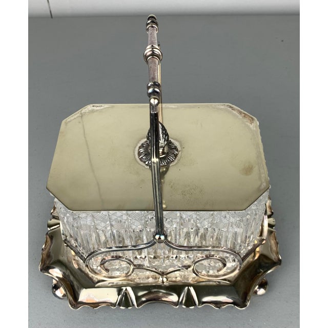 1960s 1960s Cut Crystal Serving Candy Dish in Metal Holder For Sale - Image 5 of 12