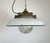 - Industrial factory pendant lamp in cast iron - Manufactured by Zaos in Poland during the 1960s - Light grey enamel shade...