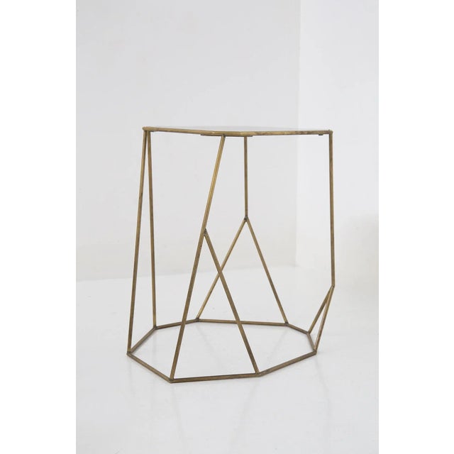 Mid-Century Modern Vintage Italian Coffee Tables in Brass and Opal Glass, 1990s, Set of 2 For Sale - Image 3 of 10