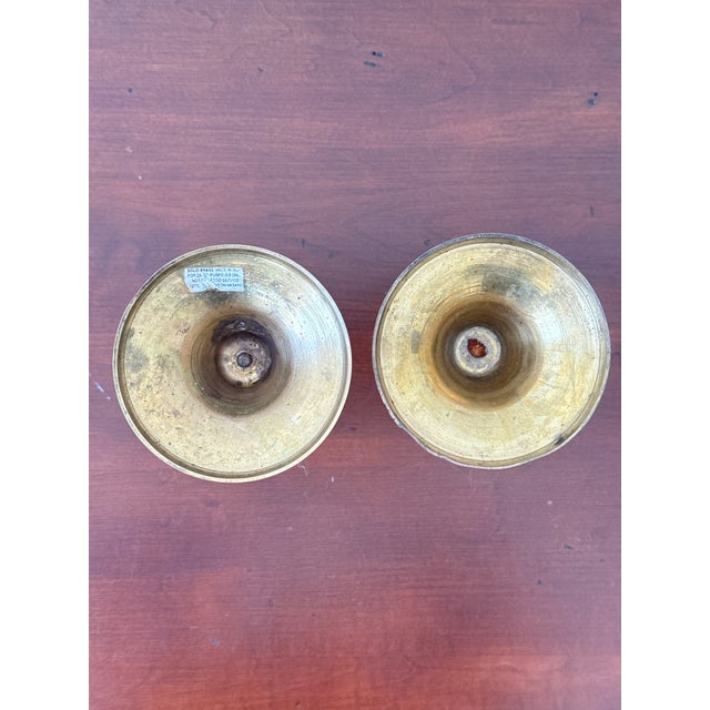 1970s Solid Brass Candle Holders Rope and Tassel Design — A Pair For Sale In Washington DC - Image 6 of 11