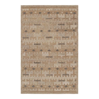 Rug & Kilim’s Scandinavian Style Rug in Beige-Brown Geometric Patterns - 9x12 For Sale
