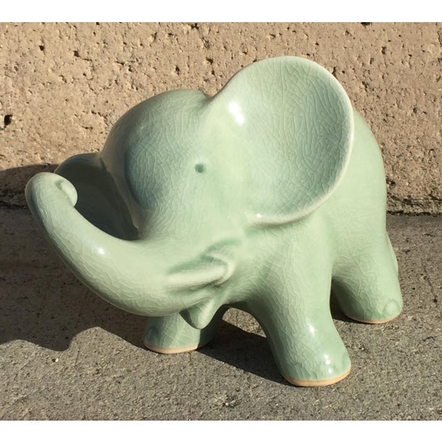 Celadon Green Ceramic Elephant Figurine Chairish