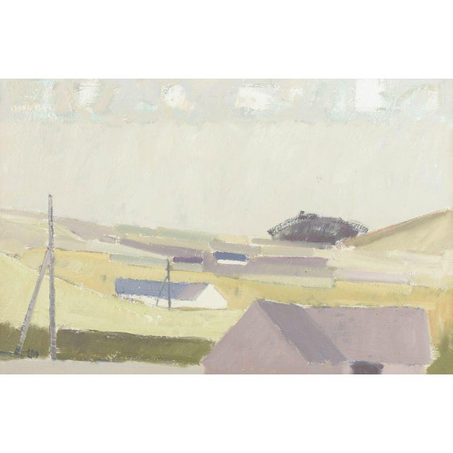 Leon Møller, Landscape with Houses, Oil on Canvas For Sale