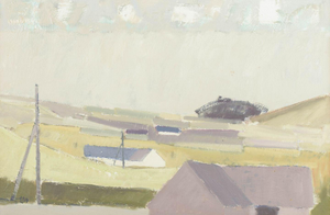 Leon Møller, Landscape with Houses, Oil on Canvas