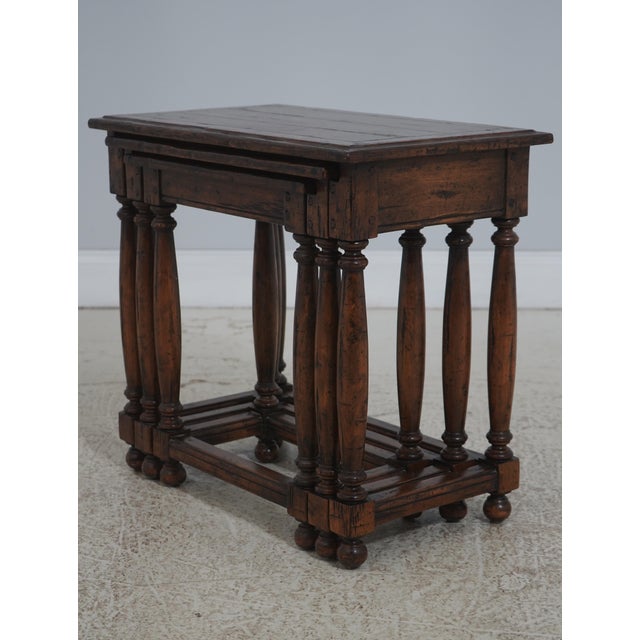 Jacobean Guy Chaddock Jacobean Distressed Oak Nesting Tables For Sale - Image 3 of 17