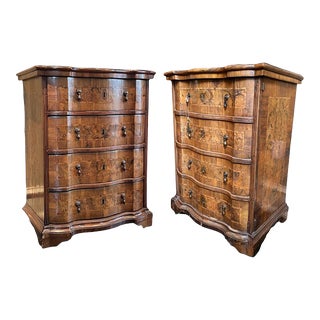 1850s Antique Italian Baroque Walnut Burl Side Tables - a Pair For Sale