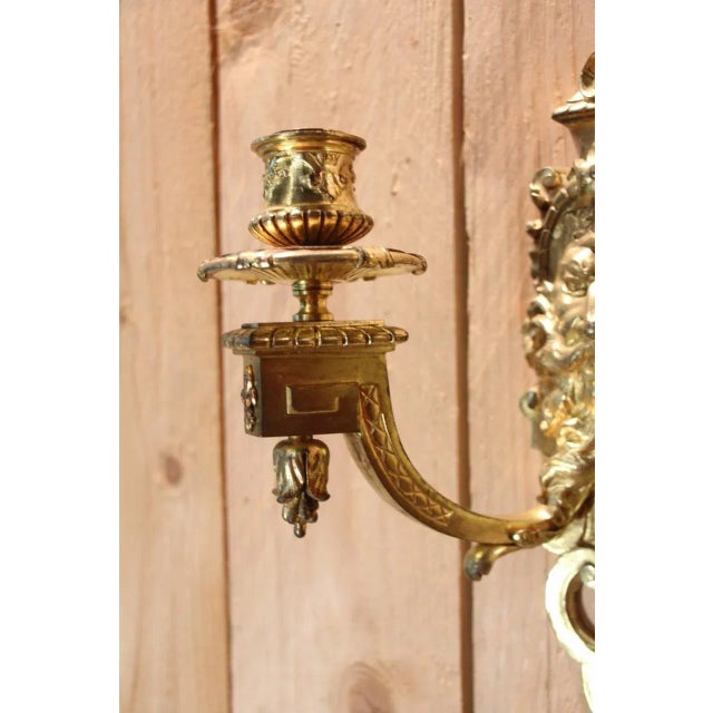 Gilt Bronze Wall Lights by Etienne Giraud, Lyon, France, Set of 2 For Sale - Image 6 of 12