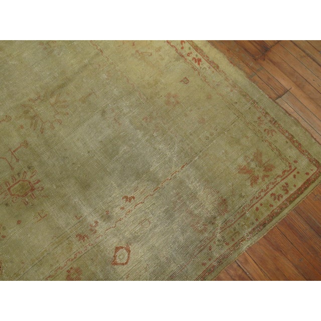 Textile Late 19th Century Antique Zabihi Collection Turkish Oushak Worn Rug For Sale - Image 7 of 11