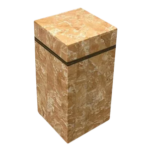 Maitland Smith Tessellated Marble and Brass Square Canister Storage Jewelry Box Postmodern