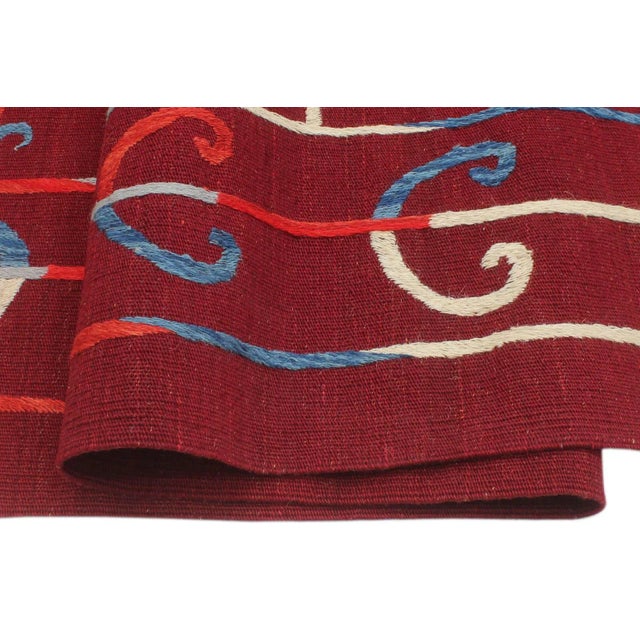 1990s 1990s Kilim Red Blue Wool Rug For Sale In New York - Image 6 of 8