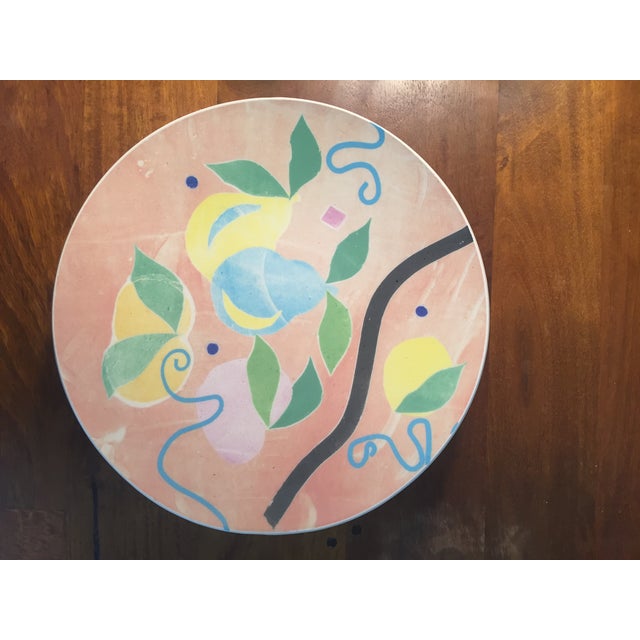 Beautiful, one of a kind ceramic cake stand. Artist designed, pastel colors. 12" diameter, 2.5" tall.
